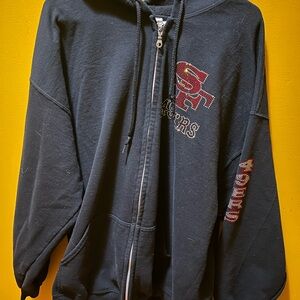 Bejeweled San Francisco 49ers Black Zip-Up Hoodie NFL Football Fan Apparel 2xl